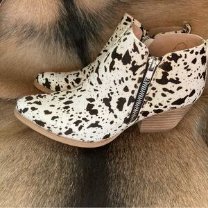 Cow Print Ankle Boots